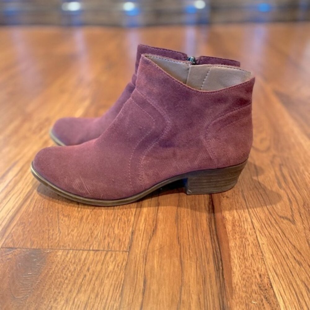 Lucky Brand Booties Maroon Suede-Size 8.5